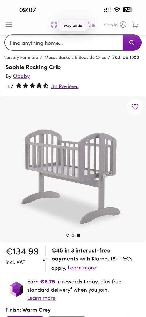 NEW Swinging Rocking baby Crib baby cot - Image 4