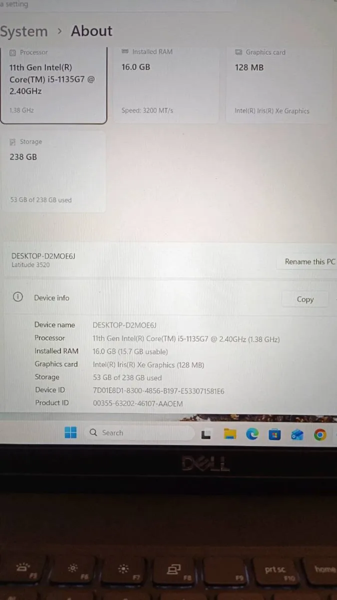 Dell Latitude 3520, i5 11th, 16Gb Ram, 15.6 FHD - Image 3
