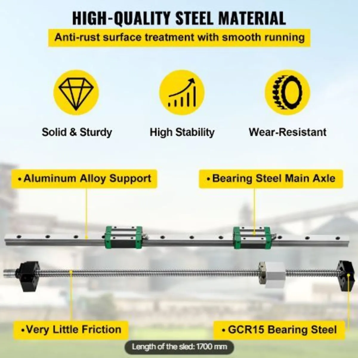 Linear Guide Rail 2Pcs HGR20-1700mm - Image 2