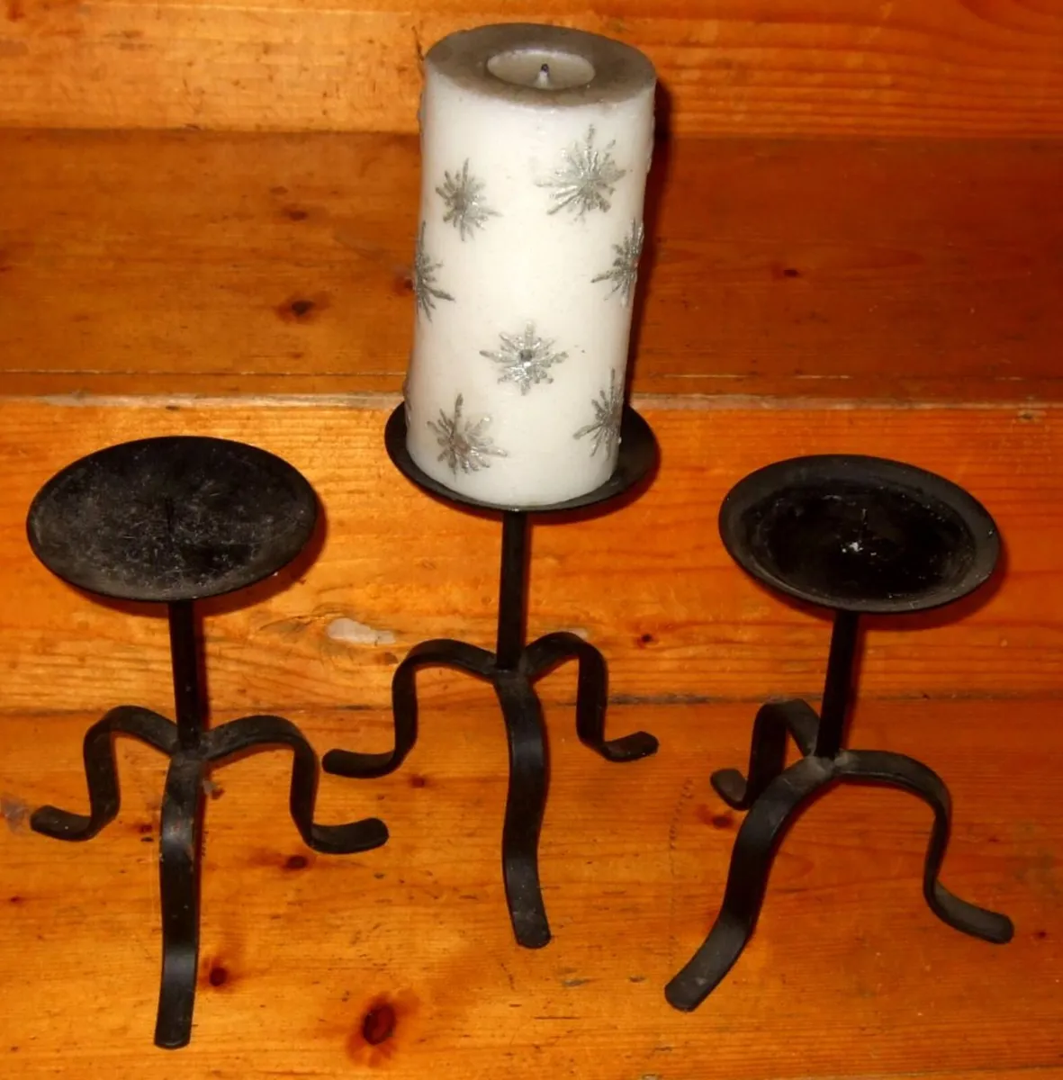 Vintage Wrought Iron Tripod Candle Holders - Image 2