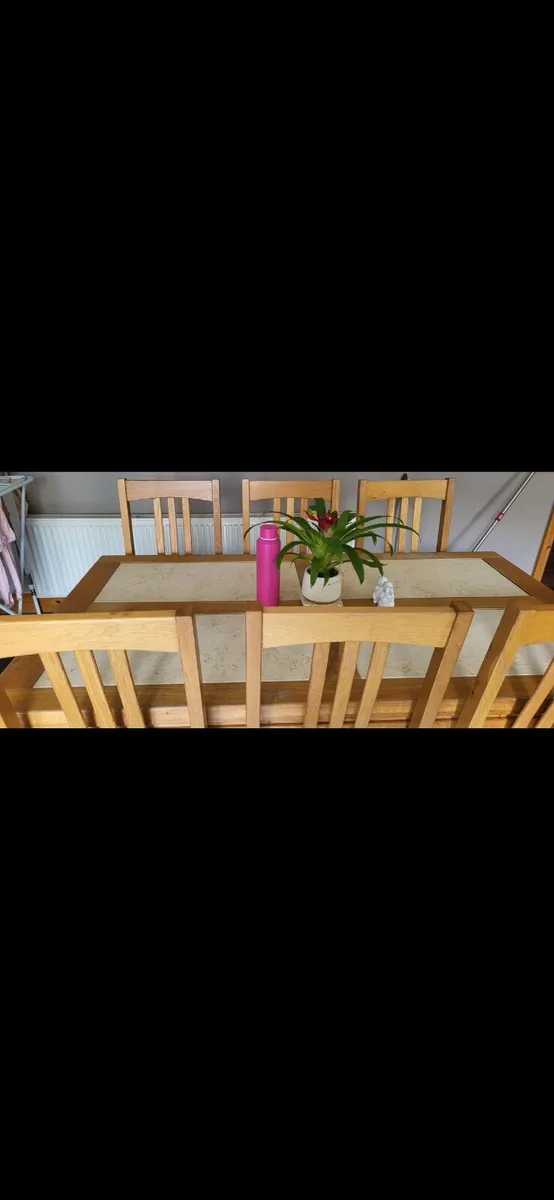 Solid wood dining table and 6 chairs. - Image 1