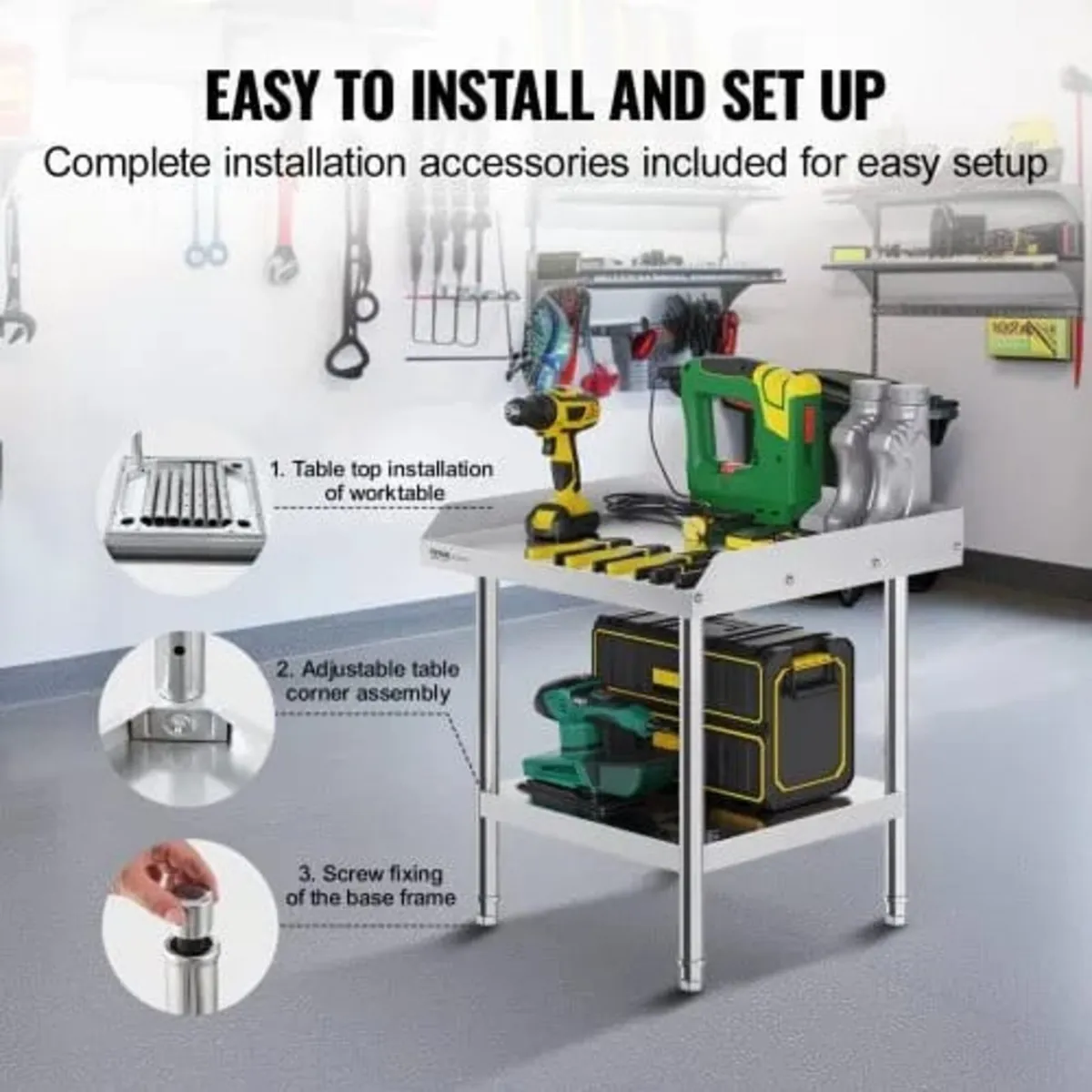 Stainless Steel Work Table, 24 x 24 x 26 Inch Comm - Image 2