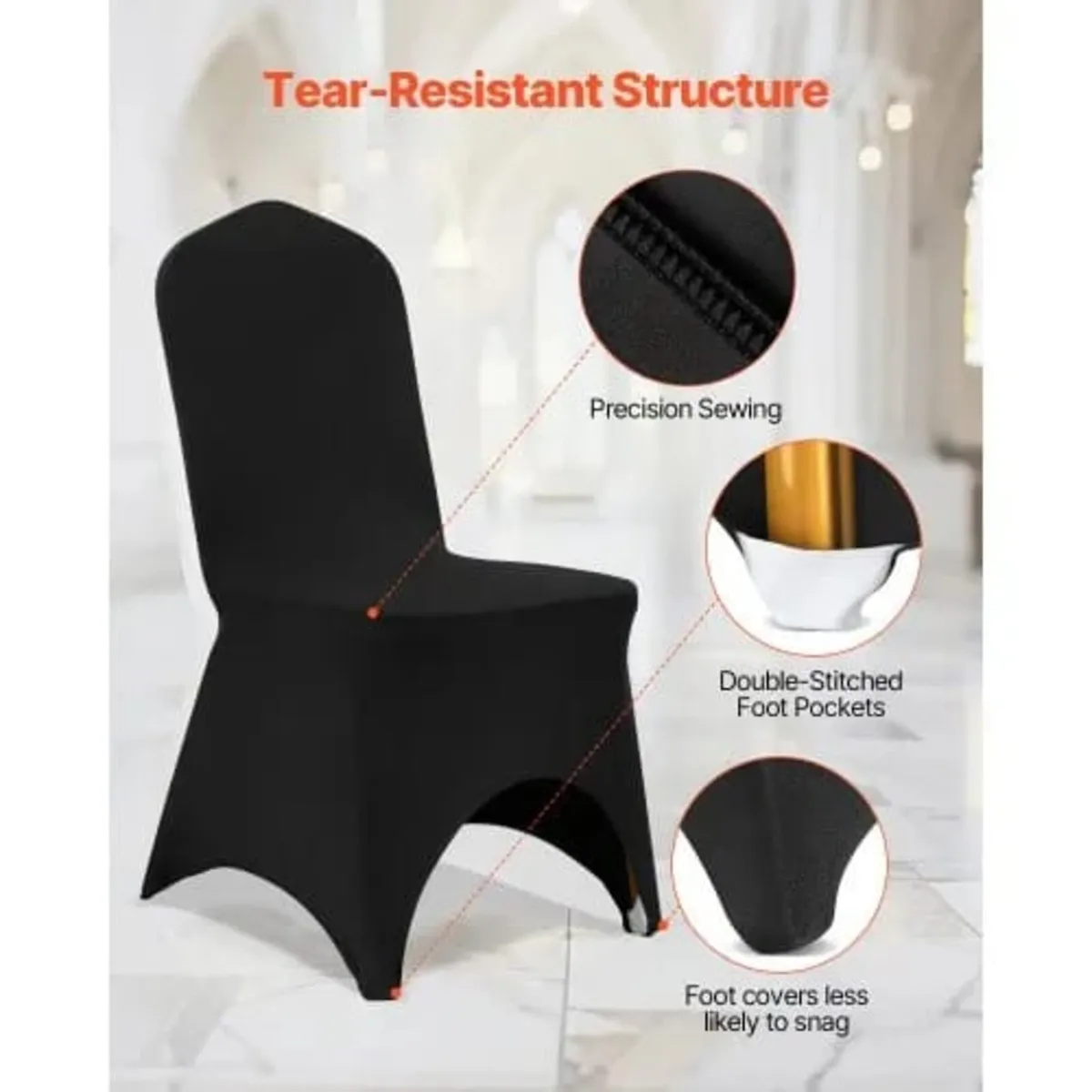 Black Stretch Spandex Folding Chair Covers, Univer - Image 4