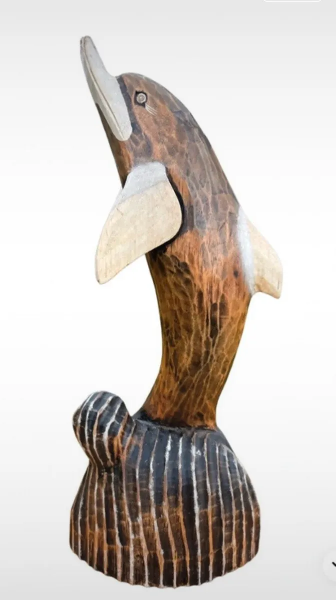 Wooden Dolphin Sculpture 50cm - Image 2