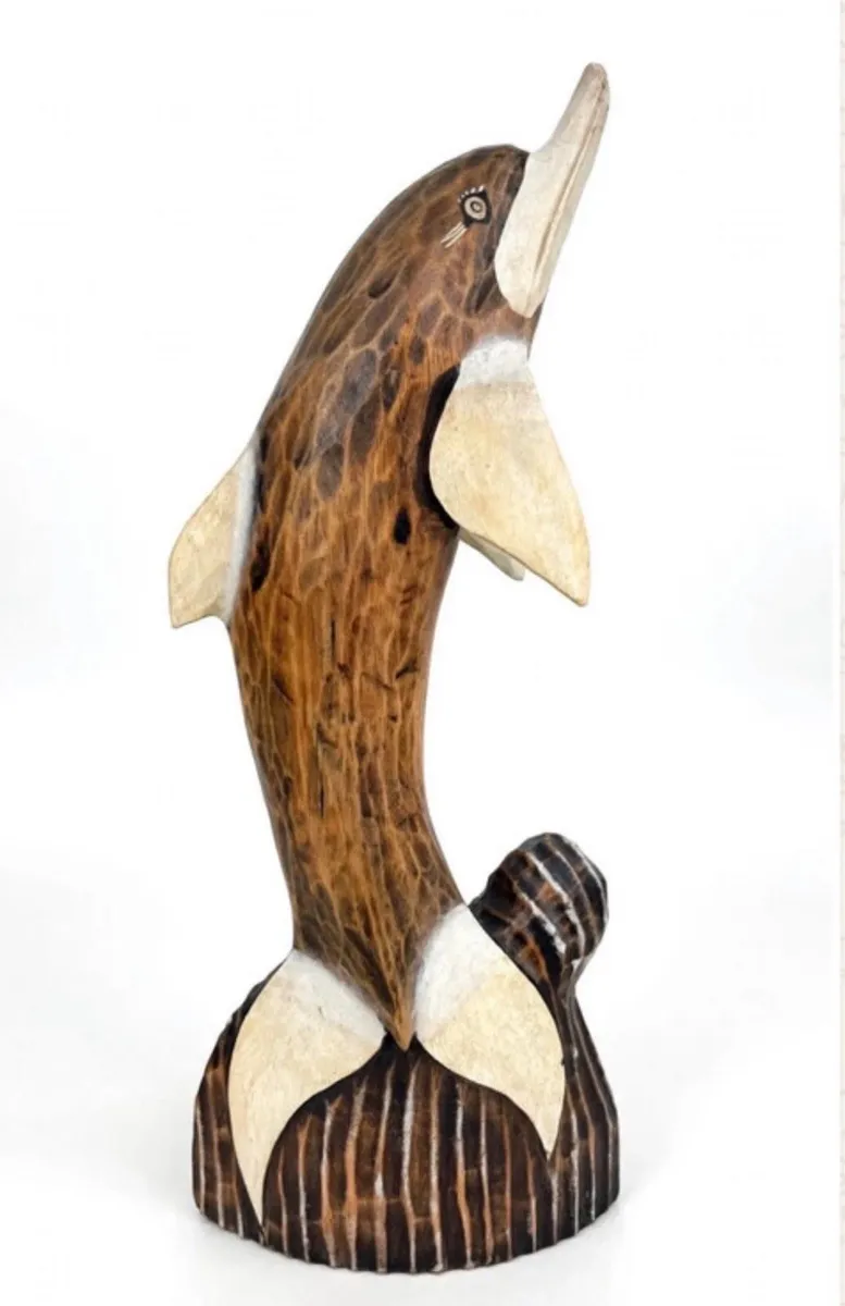 Wooden Dolphin Sculpture 50cm - Image 1