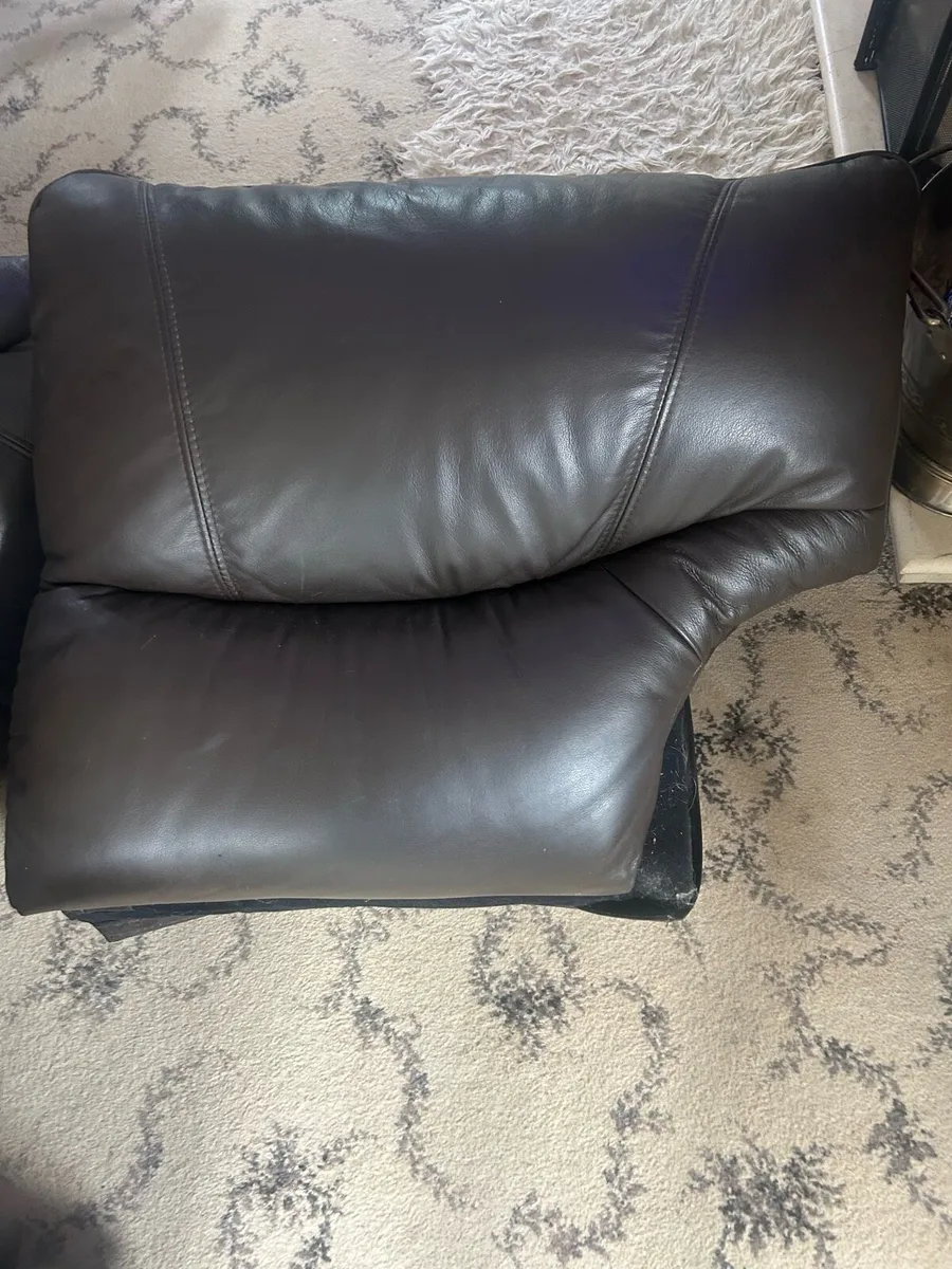 Brown 3 piece Recliner Leather Couch - Image 4