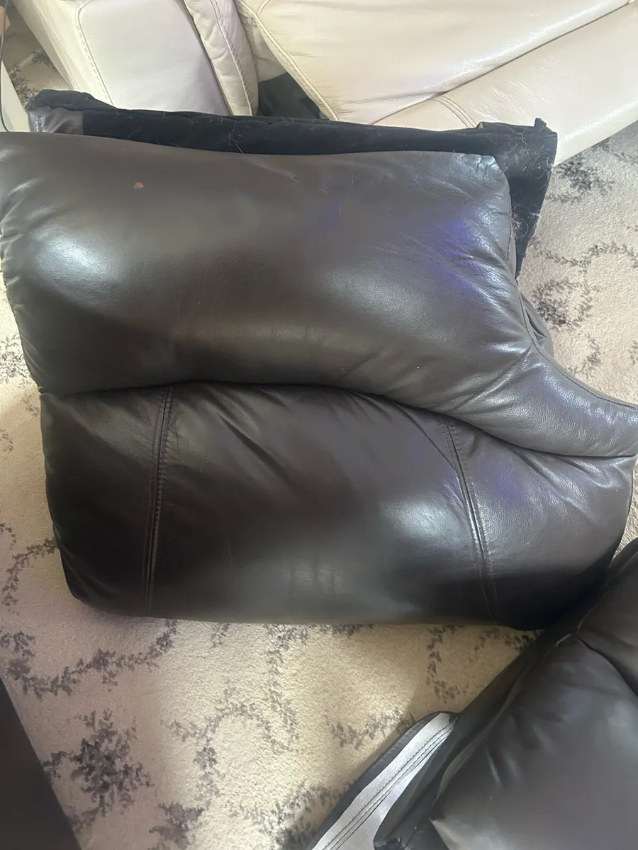 Brown 3 piece Recliner Leather Couch - Image 3