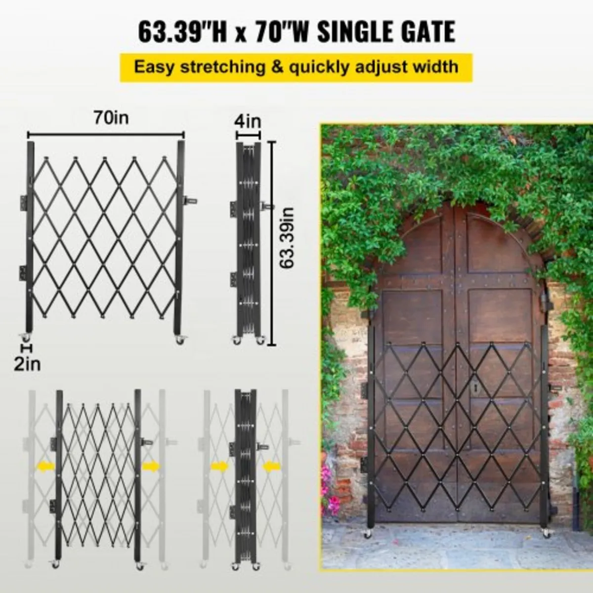 Single Folding Security Gate, 180 × 155 cm(W × H) - Image 2