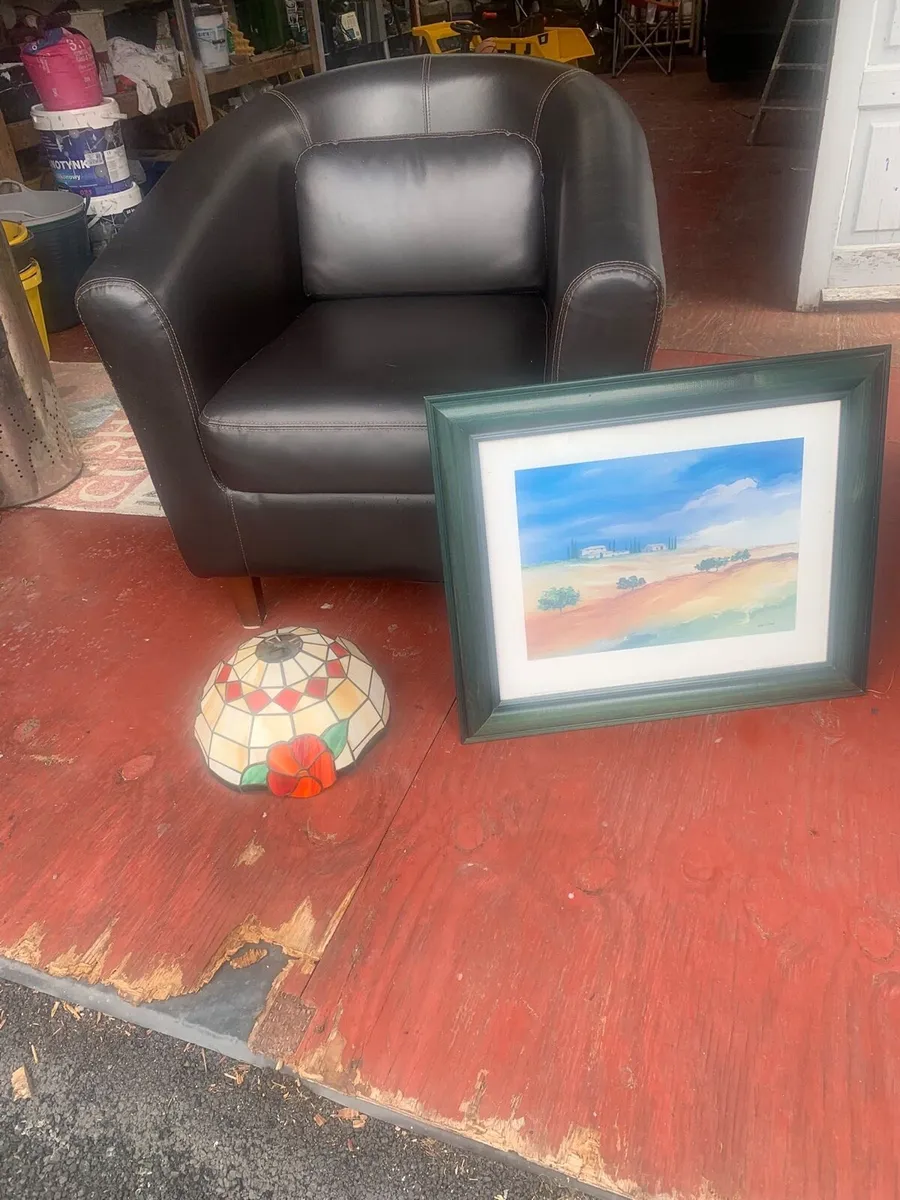 Leather Chair, picture and Lampshade - Image 2