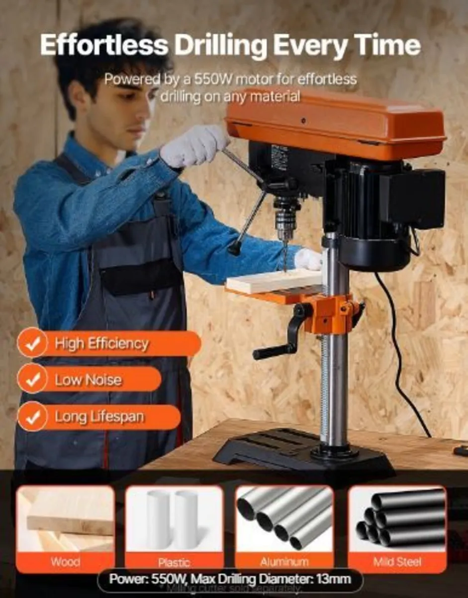 254 mm Benchtop Drill Press, 550W - Image 3