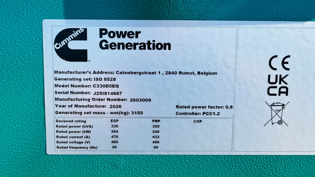 New Cummins 330kVA 3Phase Diesel Generator - Image 4