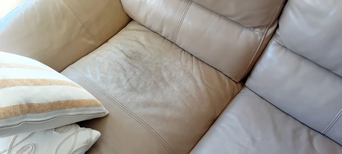 Genuine leather 3 seater couch taupe - Image 2