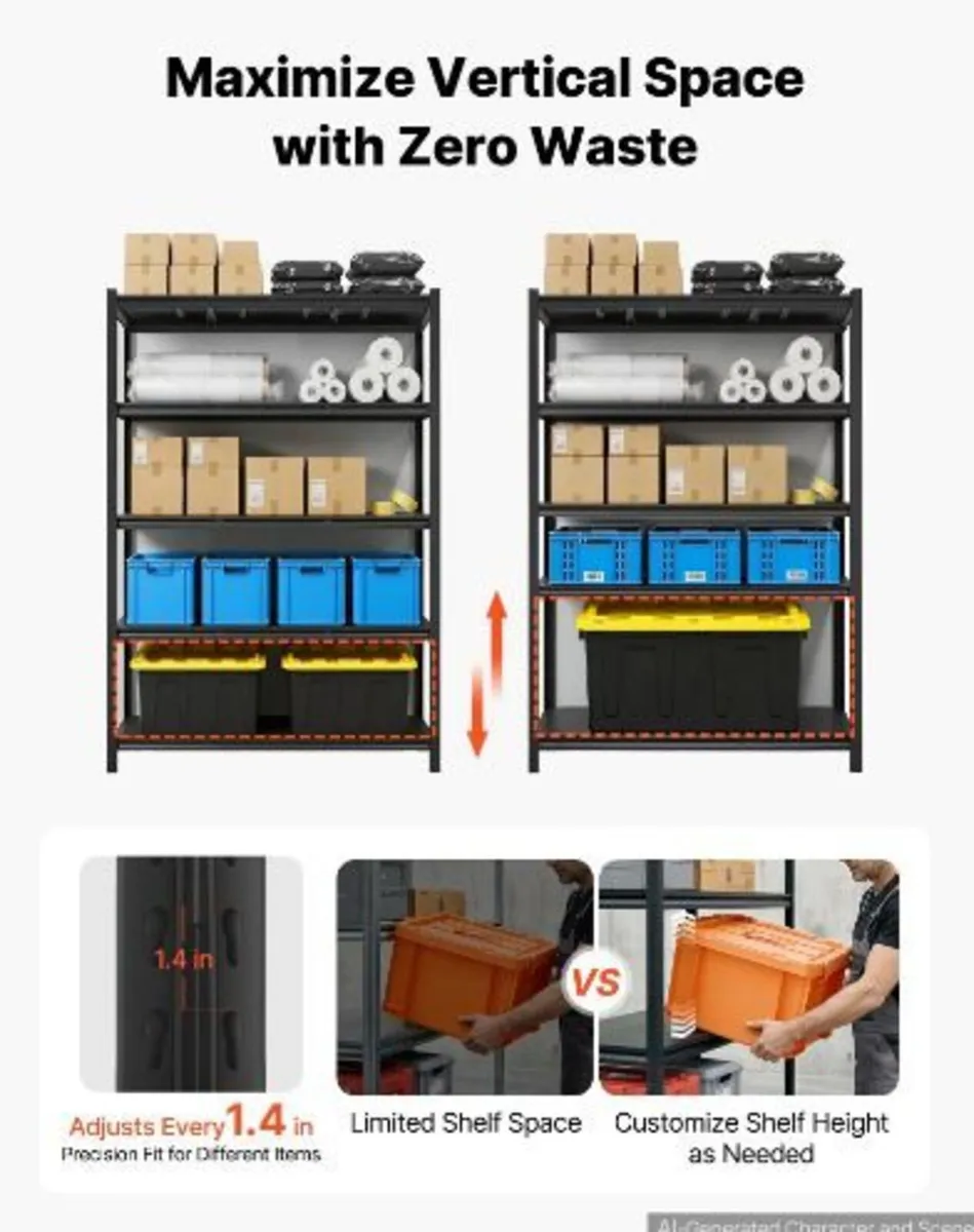 Storage Shelves, 5-Tier Adjustable - Image 4