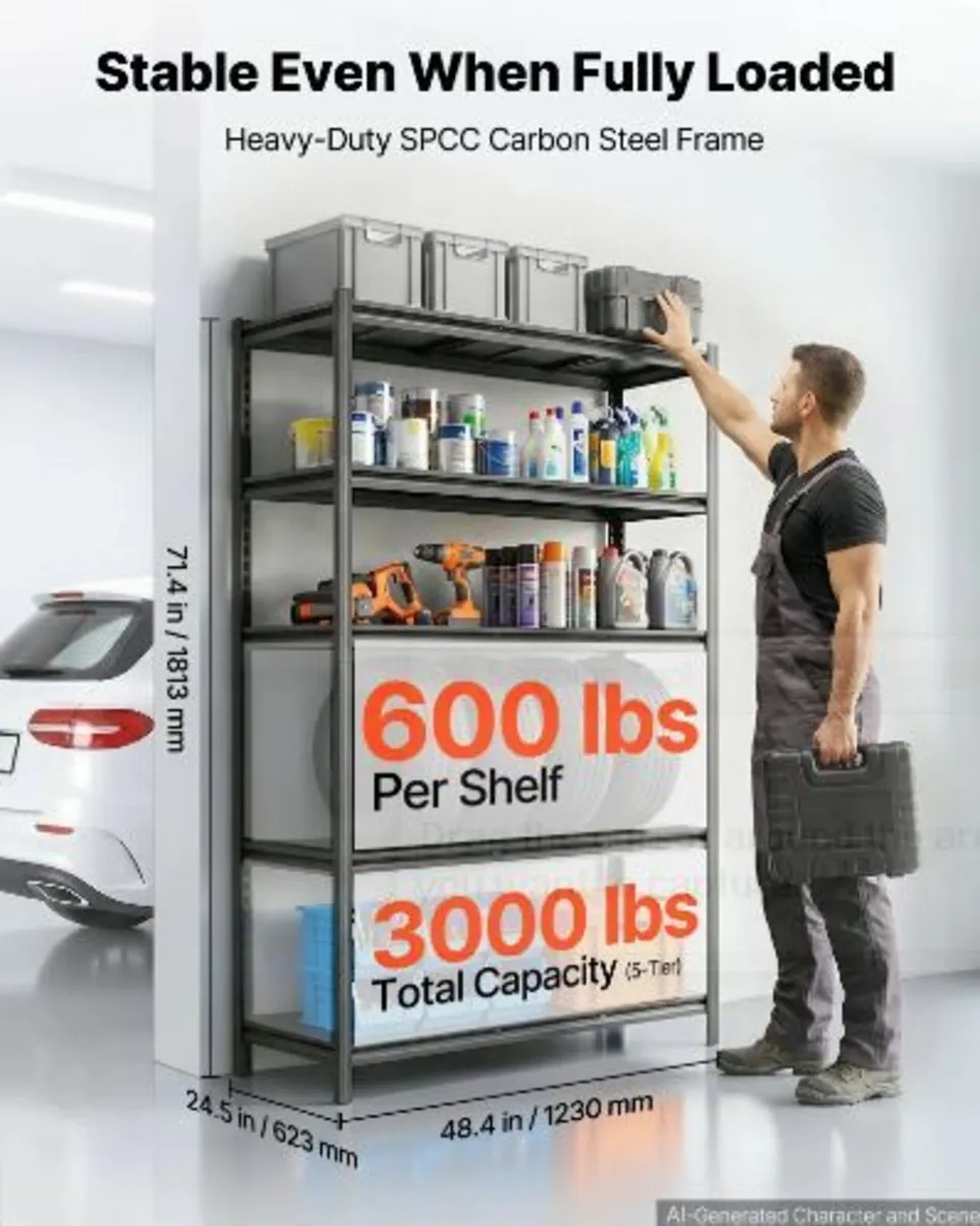 Storage Shelves, 5-Tier Adjustable - Image 2