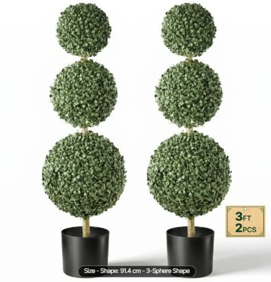 Artificial Boxwood Topiary Triple Ball - Image 2