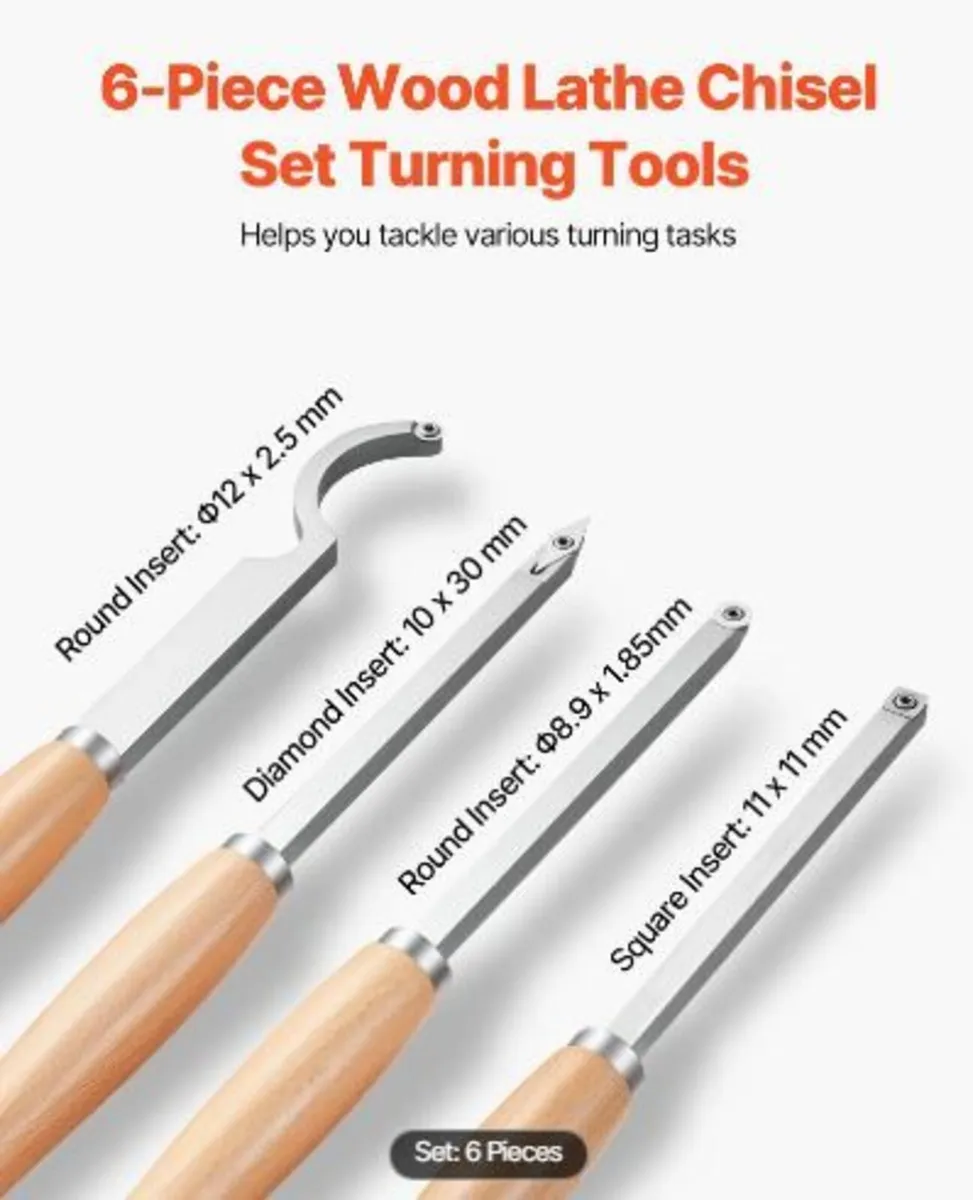 Wood Lathe Turning Tool Set, 6PCS - Image 2