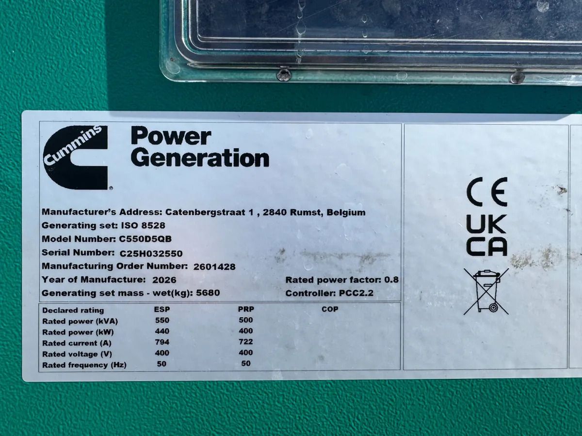 New Cummins 550kVA Diesel Generator - Image 4