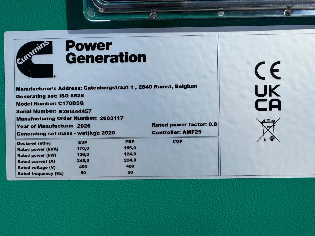 New Cummins 170kVA 3Phase Diesel Generator - Image 4