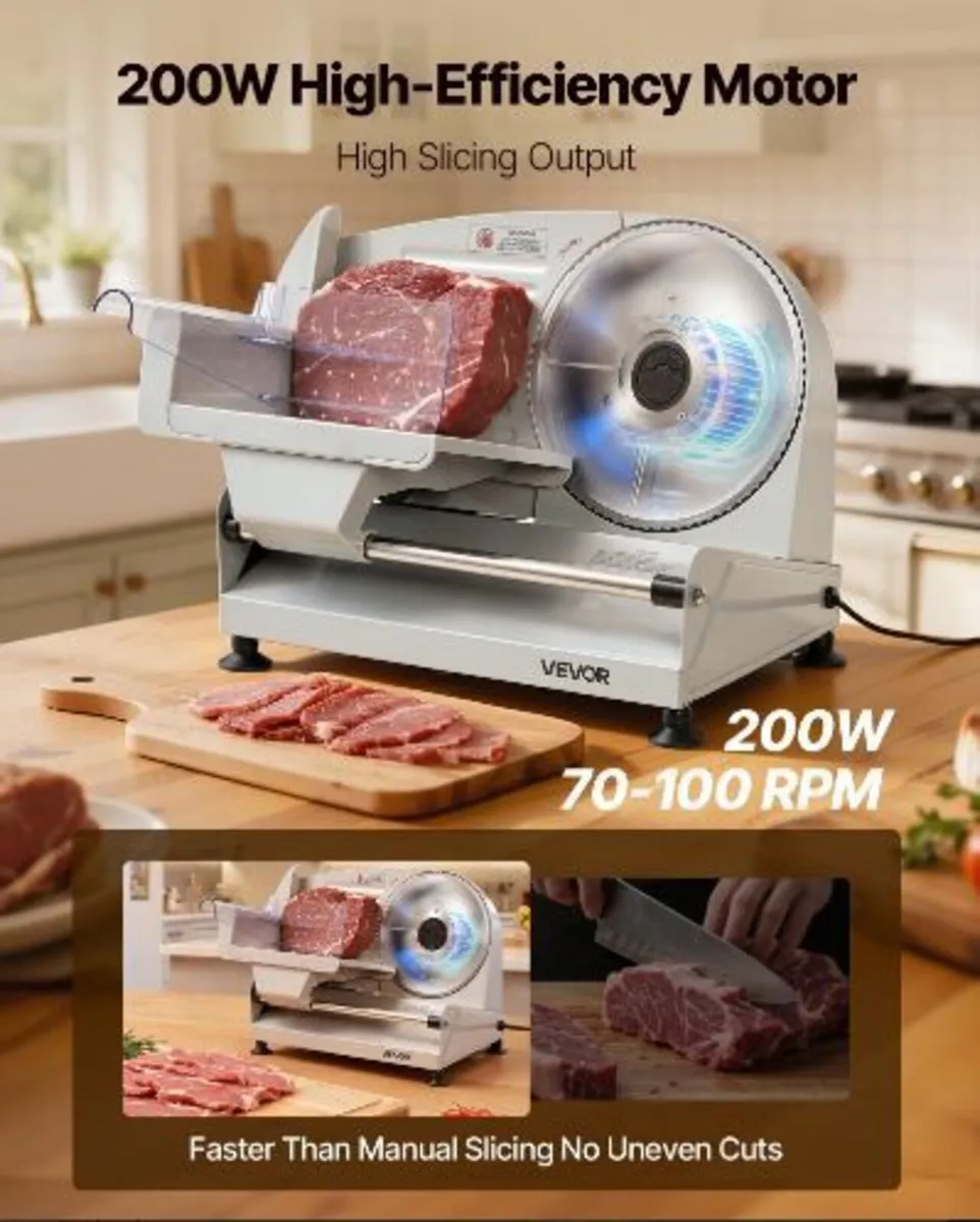 Meat Slicer, Electric Deli Slicer with 190mm - Image 2