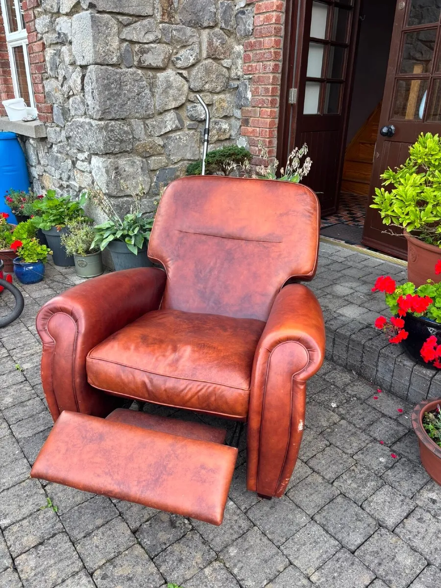 Laura Ashley Brown Leather Recliner - Image 1