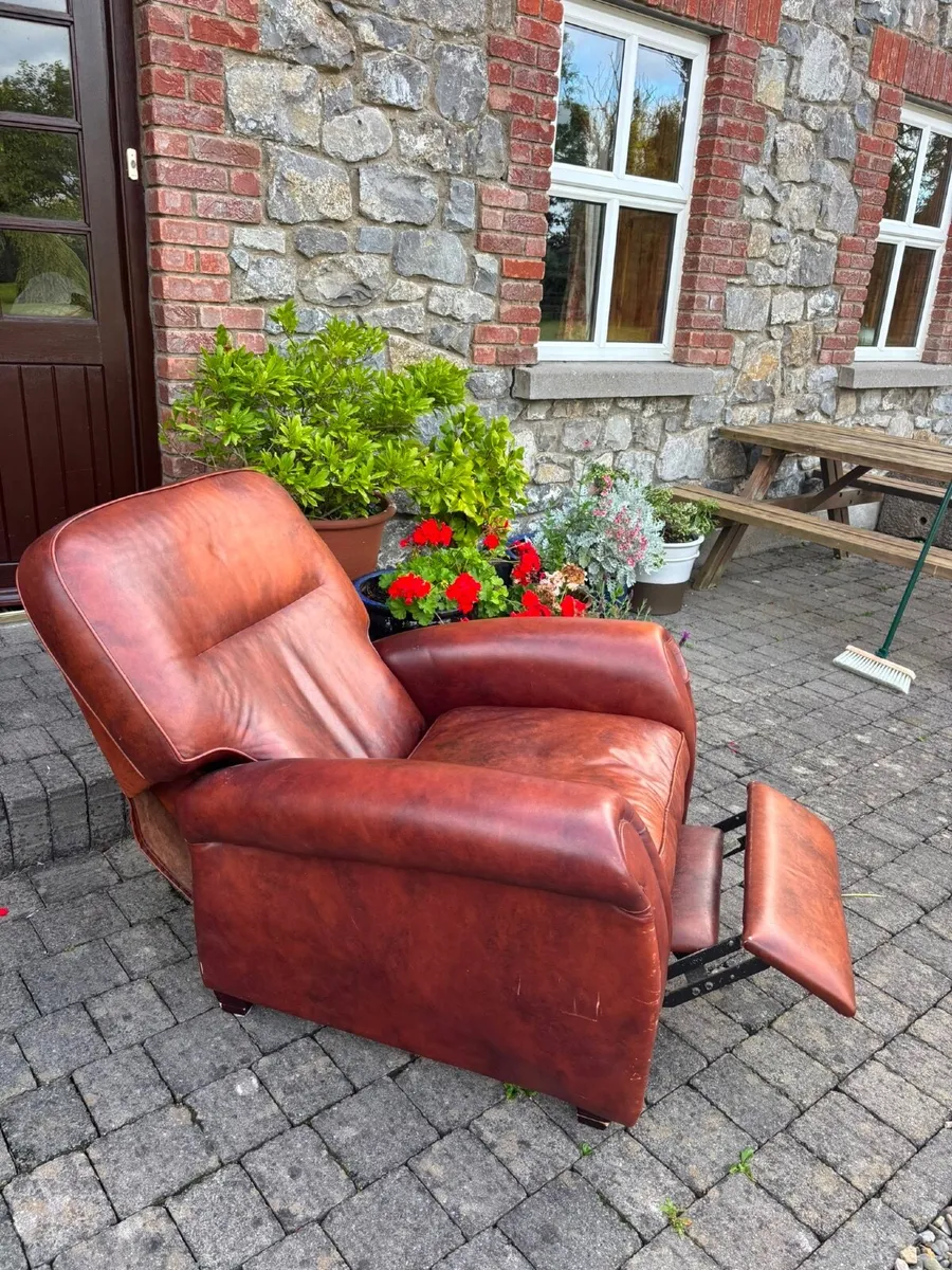 Laura Ashley Brown Leather Recliner - Image 2