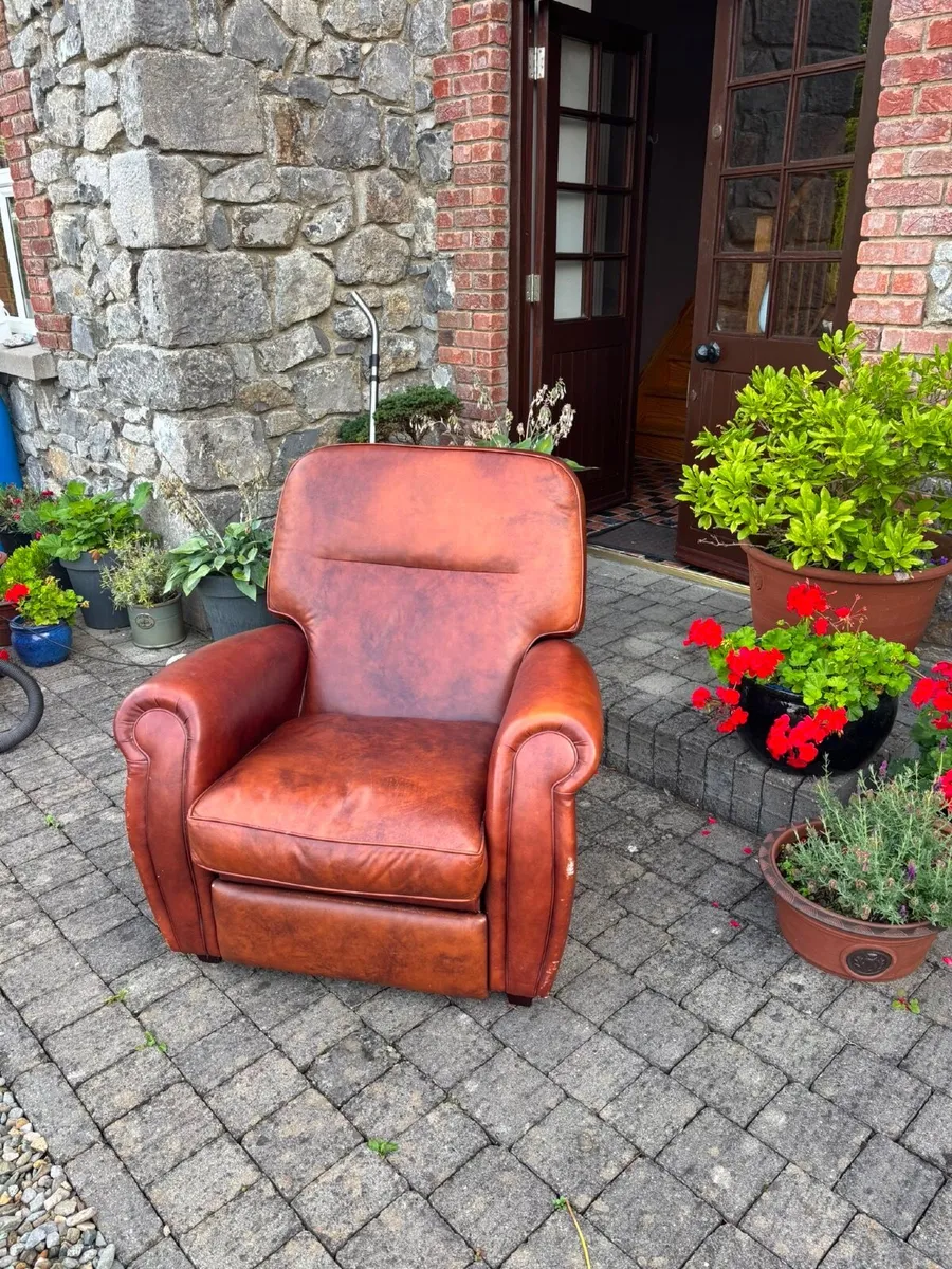 Laura Ashley Brown Leather Recliner - Image 3