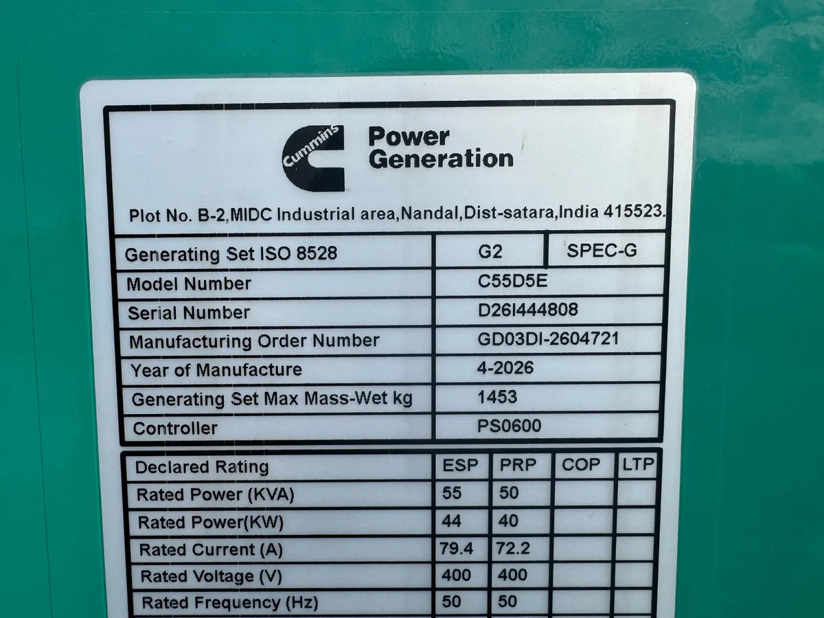 New Cummins 36kVA Single Phase Diesel Generator - Image 4