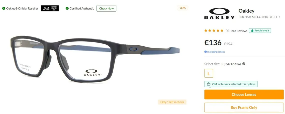 Oakley frame glasses - Metalink - As New - Image 2