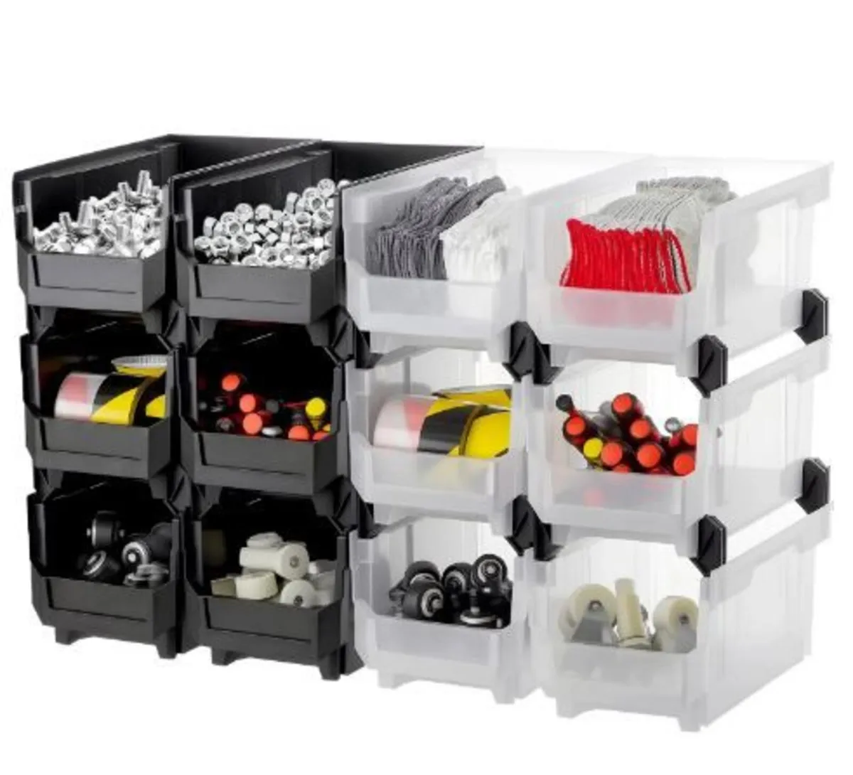Plastic Stackable Storage Bins, 37.7 x 21.5 x 18 c - Image 1