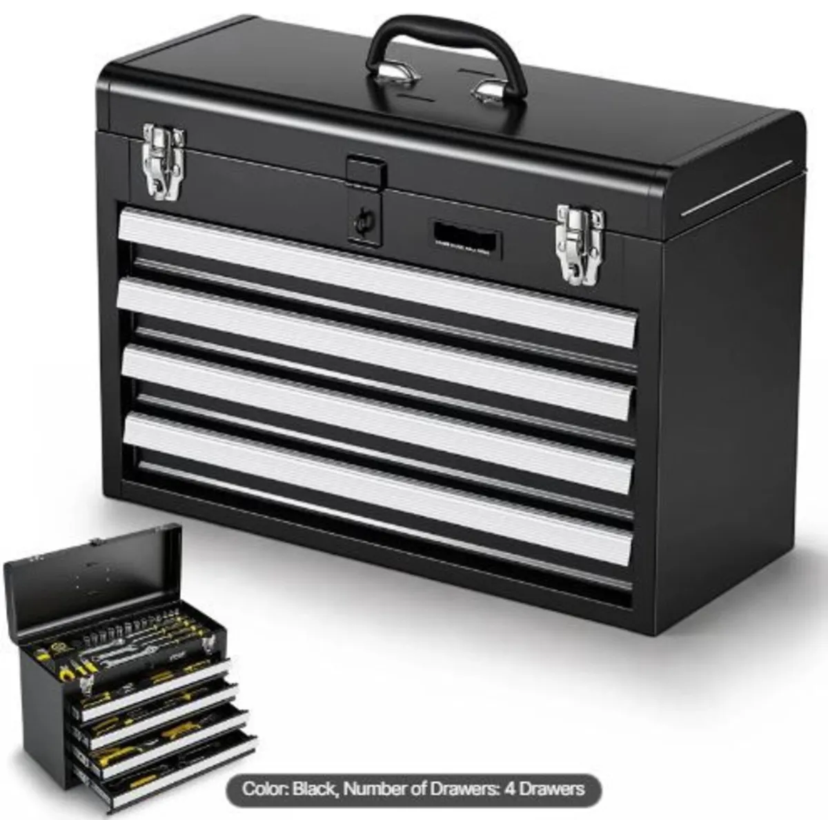 Metal Tool Box, 20.5-inch, Portable Metal Tool - Image 4