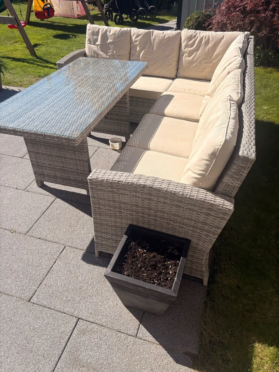 Rattan Corner Sofa & Dining Table Set - Image 3