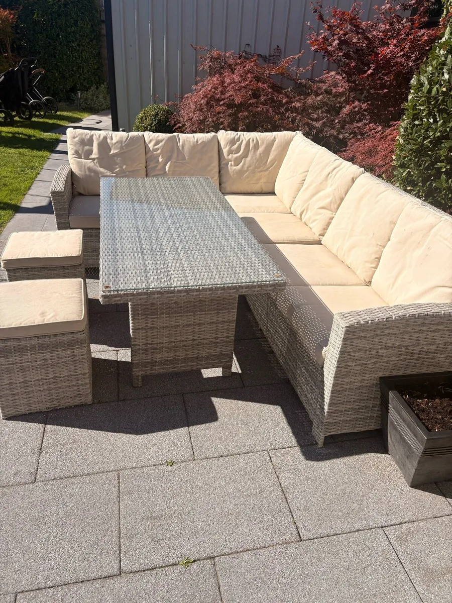 Rattan Corner Sofa & Dining Table Set - Image 2
