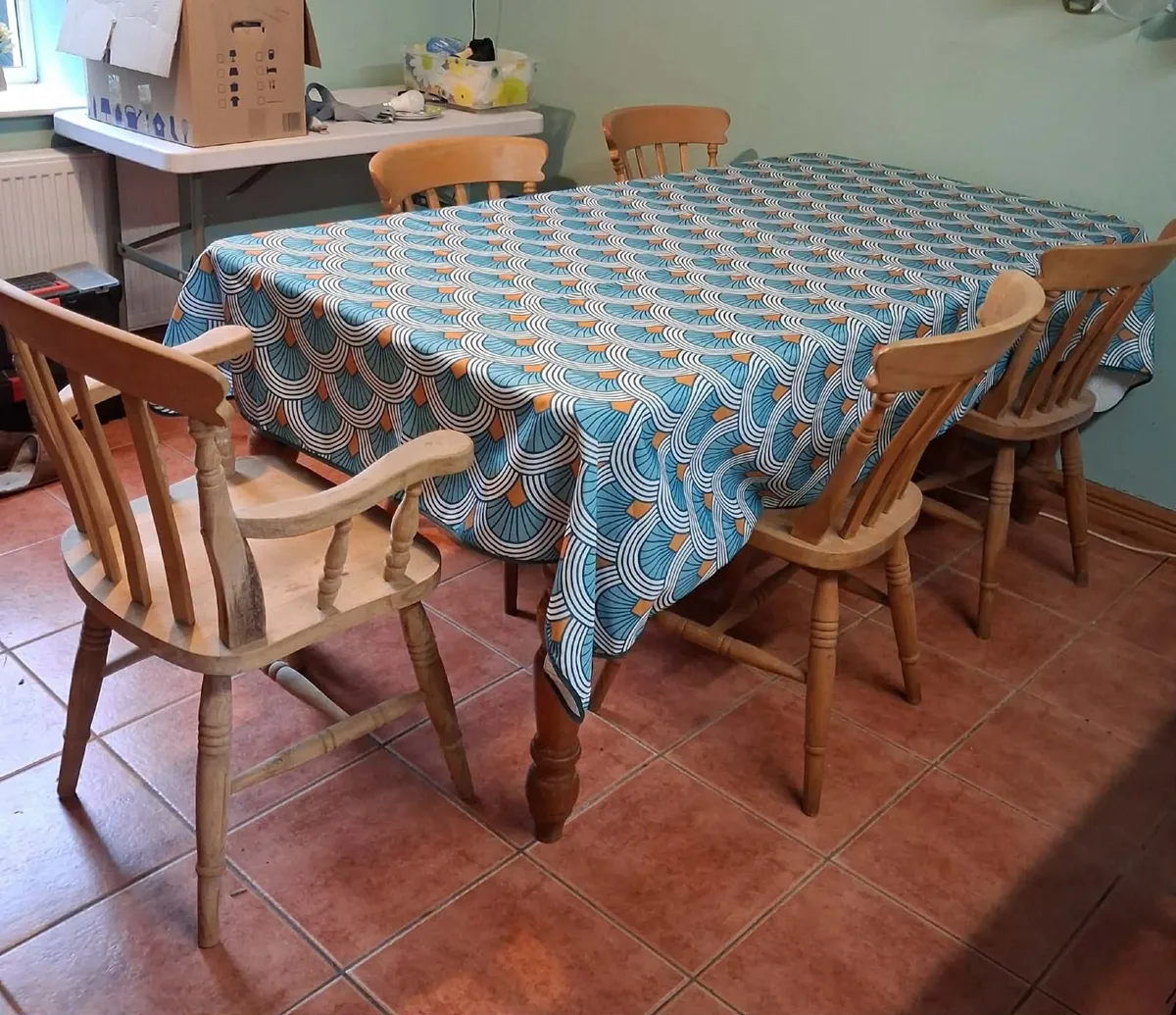 Farmhouse Kitchen table and  8 chairs - Image 2
