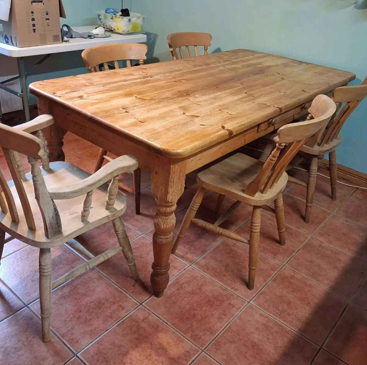 Farmhouse Kitchen table and  8 chairs - Image 1