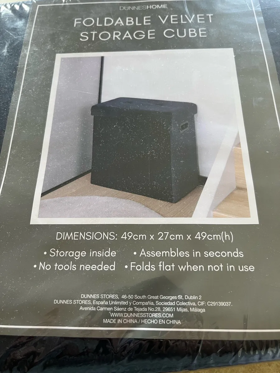 Dunnes Stores Foldable Velvet Storage Ottoman - Image 1