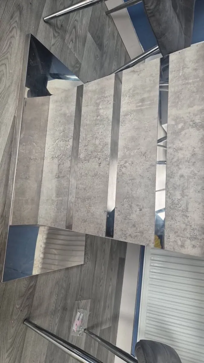 Marble Effect Extending Dining Table and 6 Chairs - Image 3