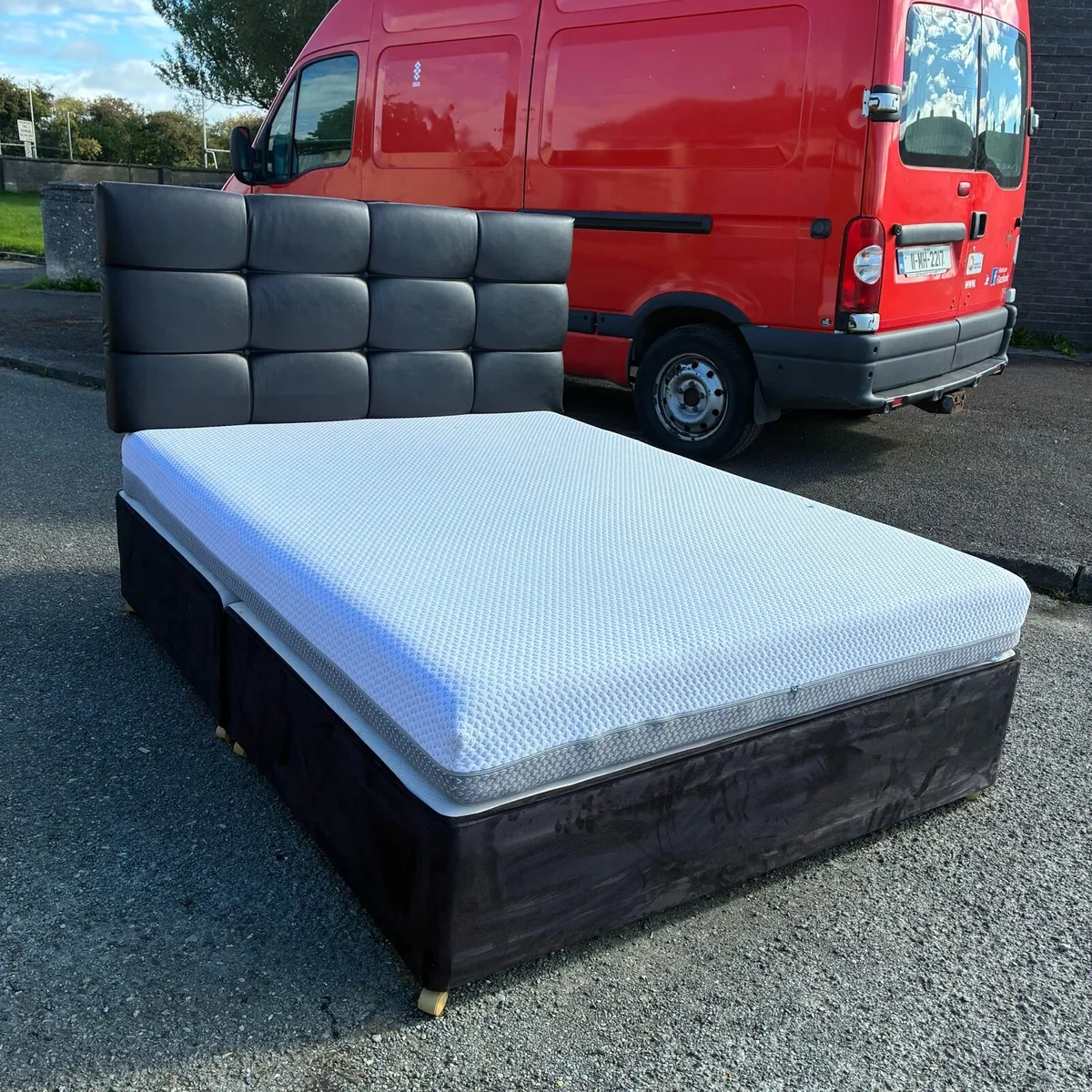 Black Respa Spring Base Leather headboard mattress - Image 1