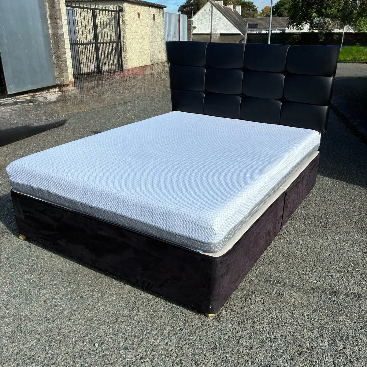 Black Respa Spring Base Leather headboard mattress - Image 2