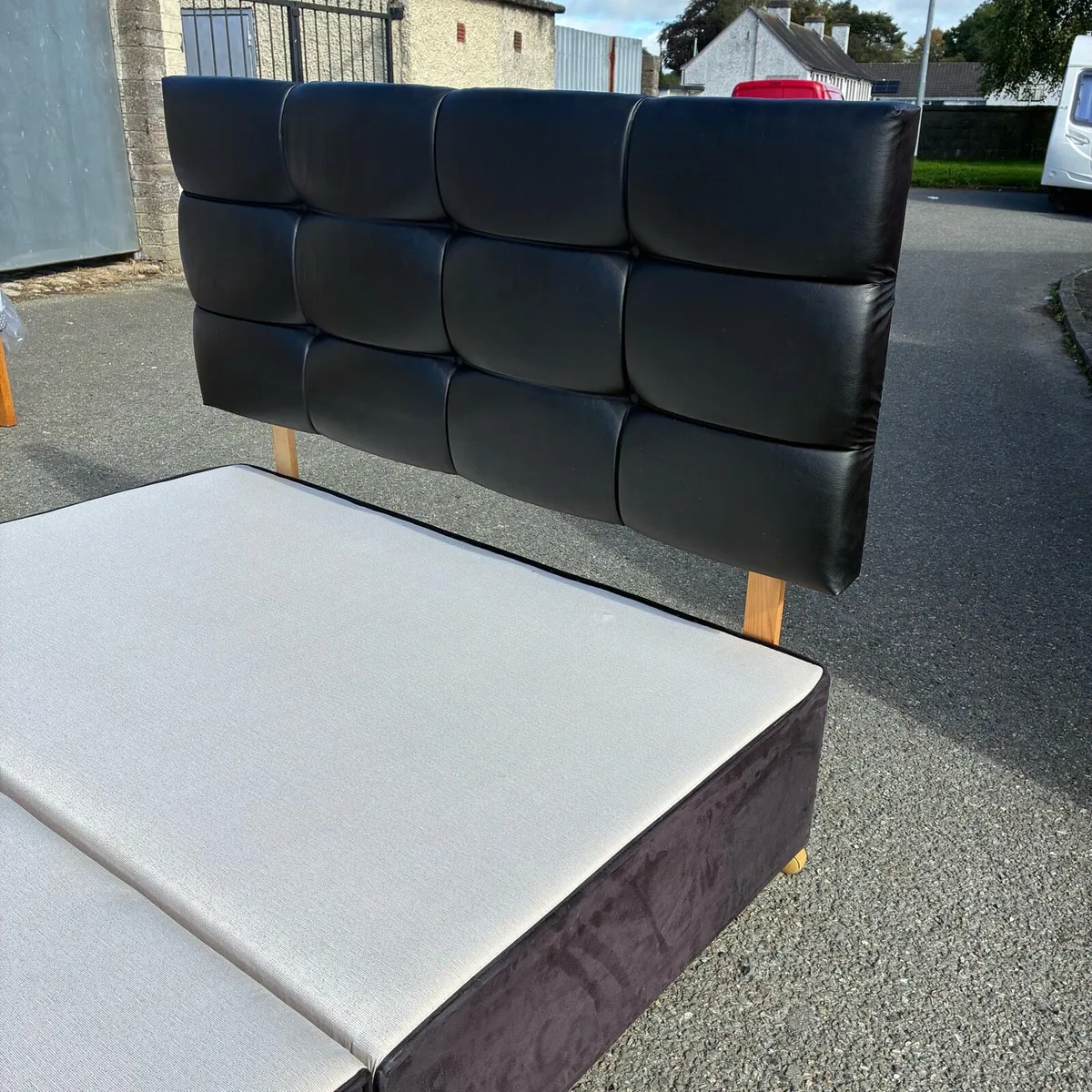 Black Respa Spring Base Leather headboard mattress - Image 4