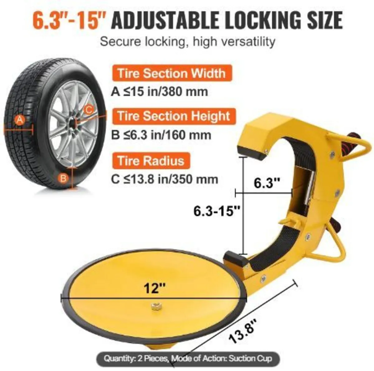 Wheel Lock Clamp, 2-Pack Trailer Wheel Lock - Image 2