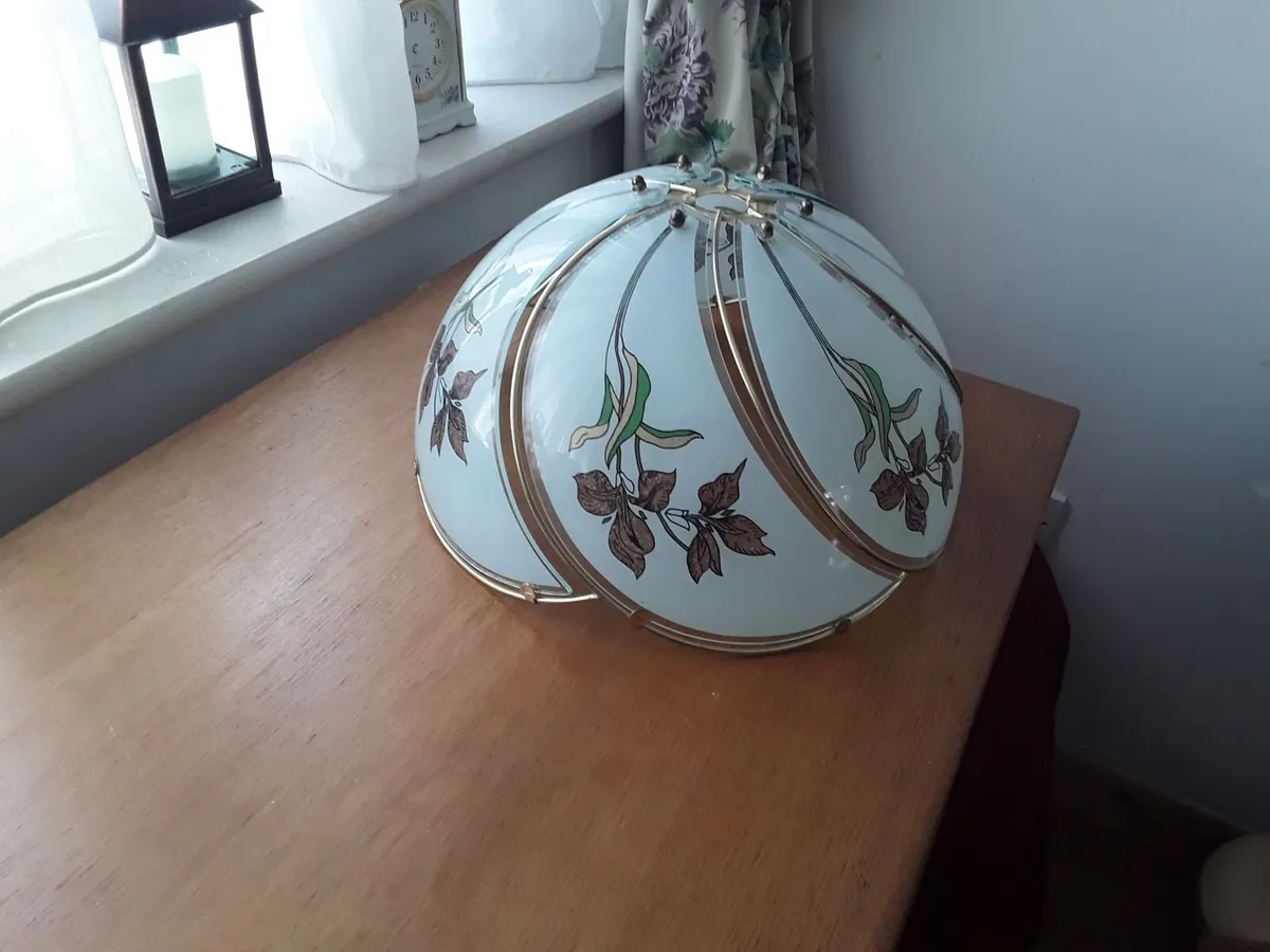 Large retro pendant glass shade as new - Image 1