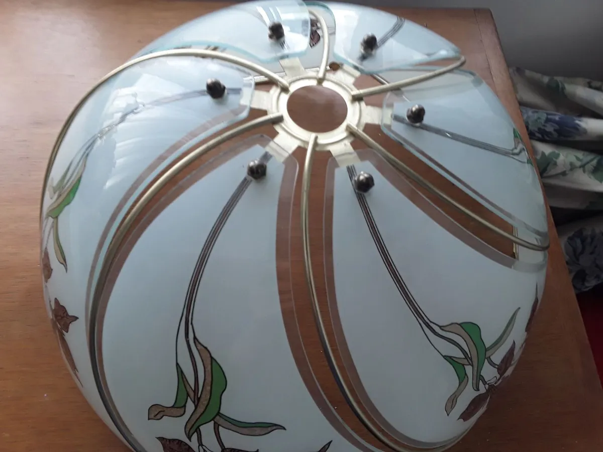 Large retro pendant glass shade as new - Image 3