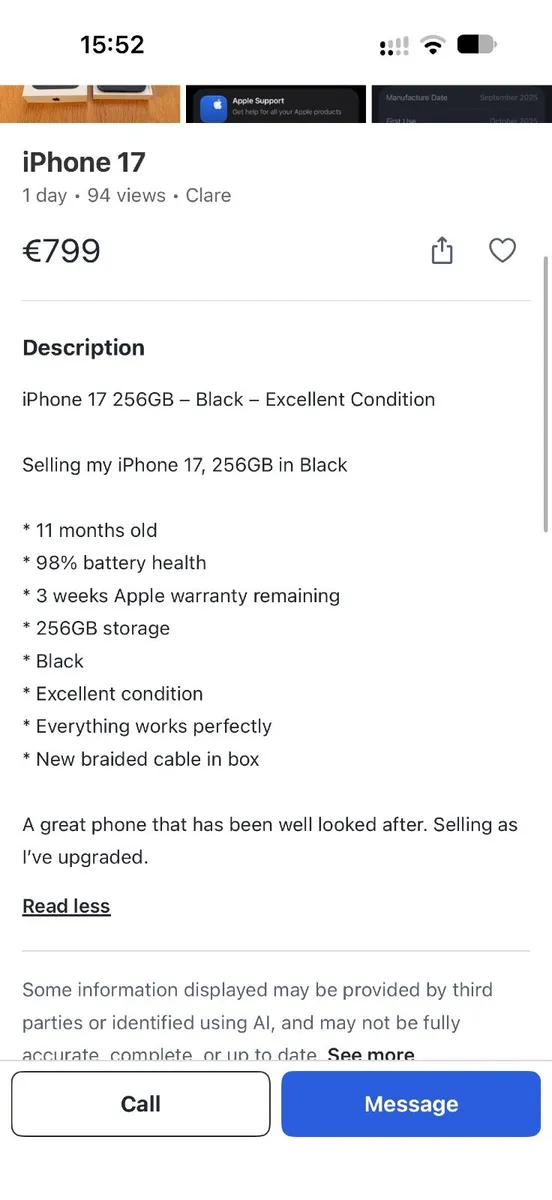 iPhone 17 256GB 100% battery - Image 2
