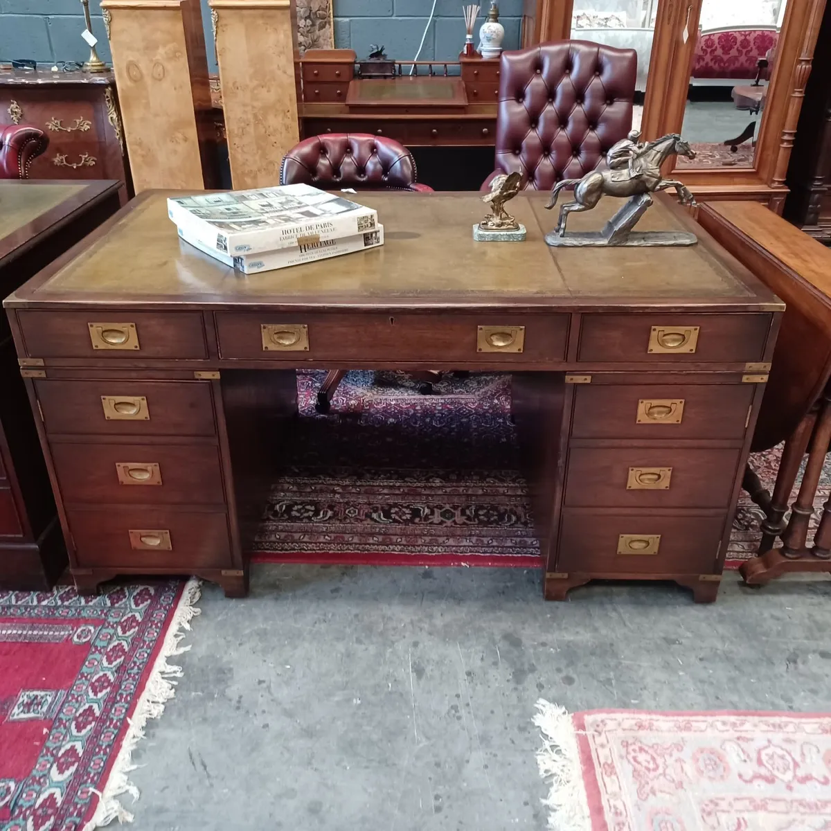 Large double-sided antique military desk - Image 1