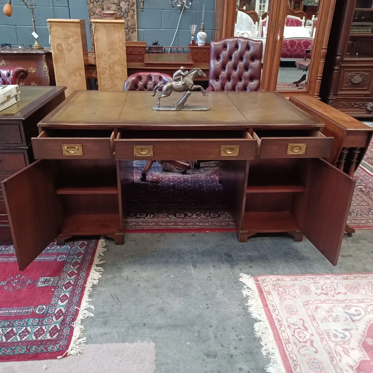 Large double-sided antique military desk - Image 2