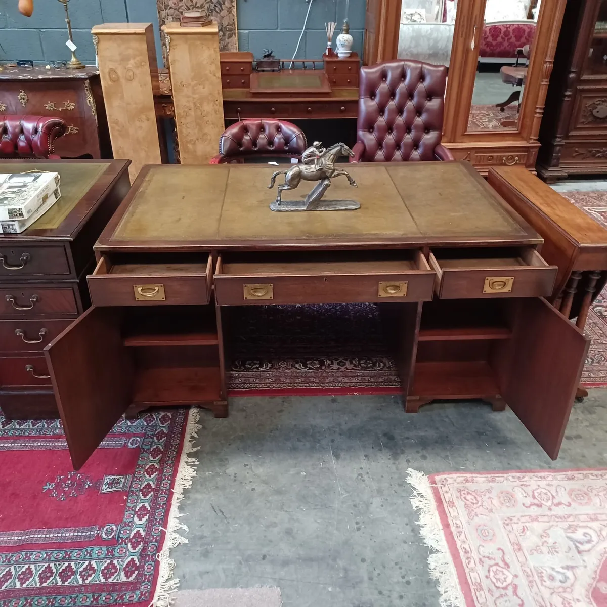 Large double-sided antique military desk - Image 3
