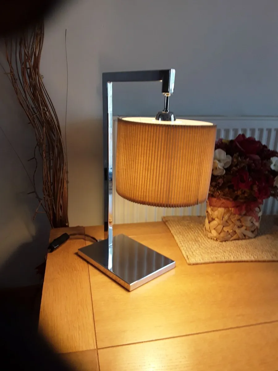 As new very heavy modern Chrome table lamp - Image 1