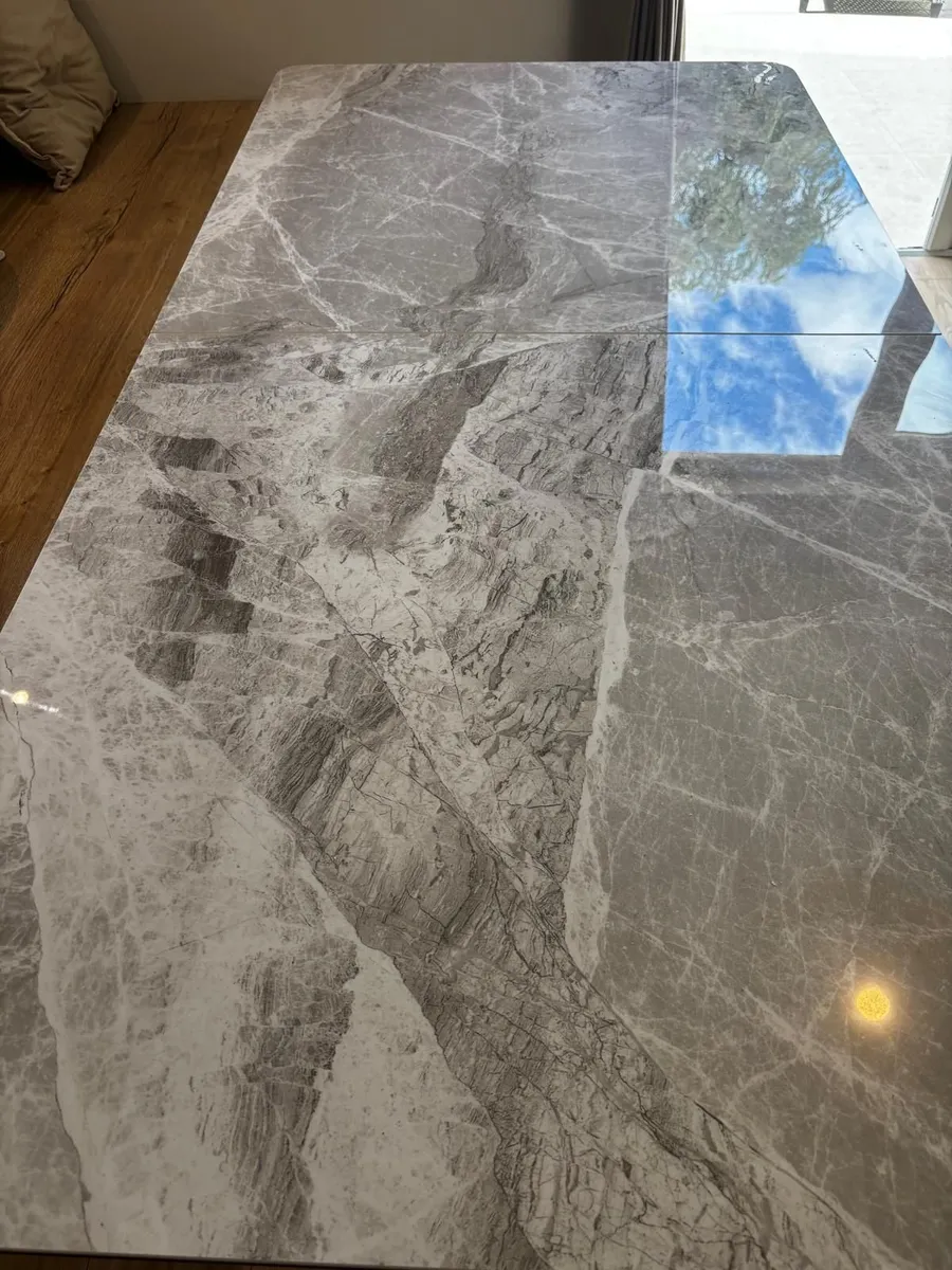 Extendable Grey Marble-Effect Dining Table - Image 1