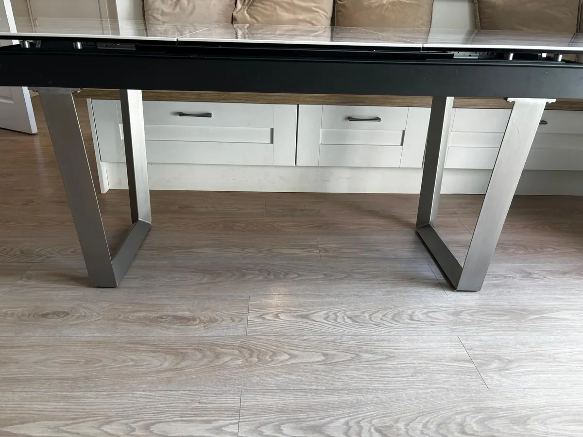 Extendable Grey Marble-Effect Dining Table - Image 3