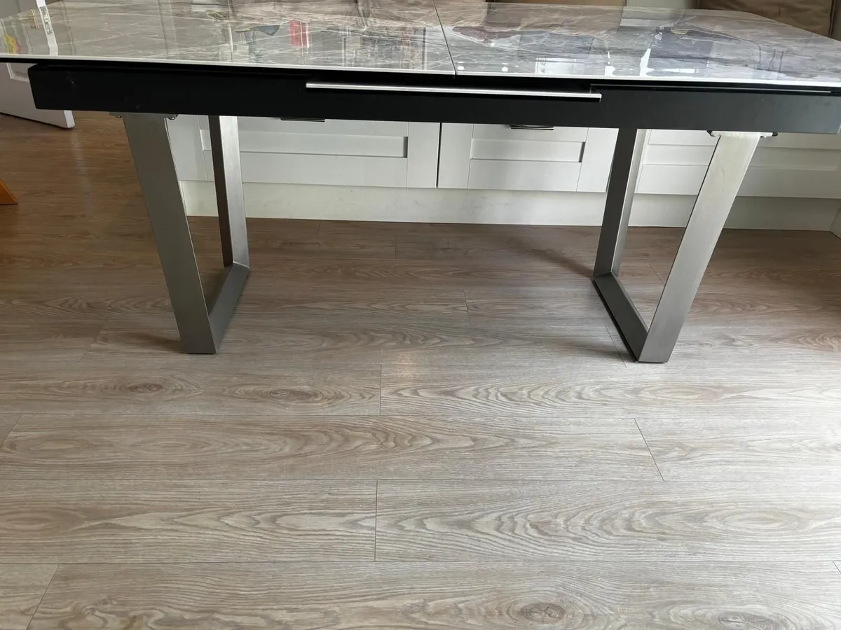 Extendable Grey Marble-Effect Dining Table - Image 4
